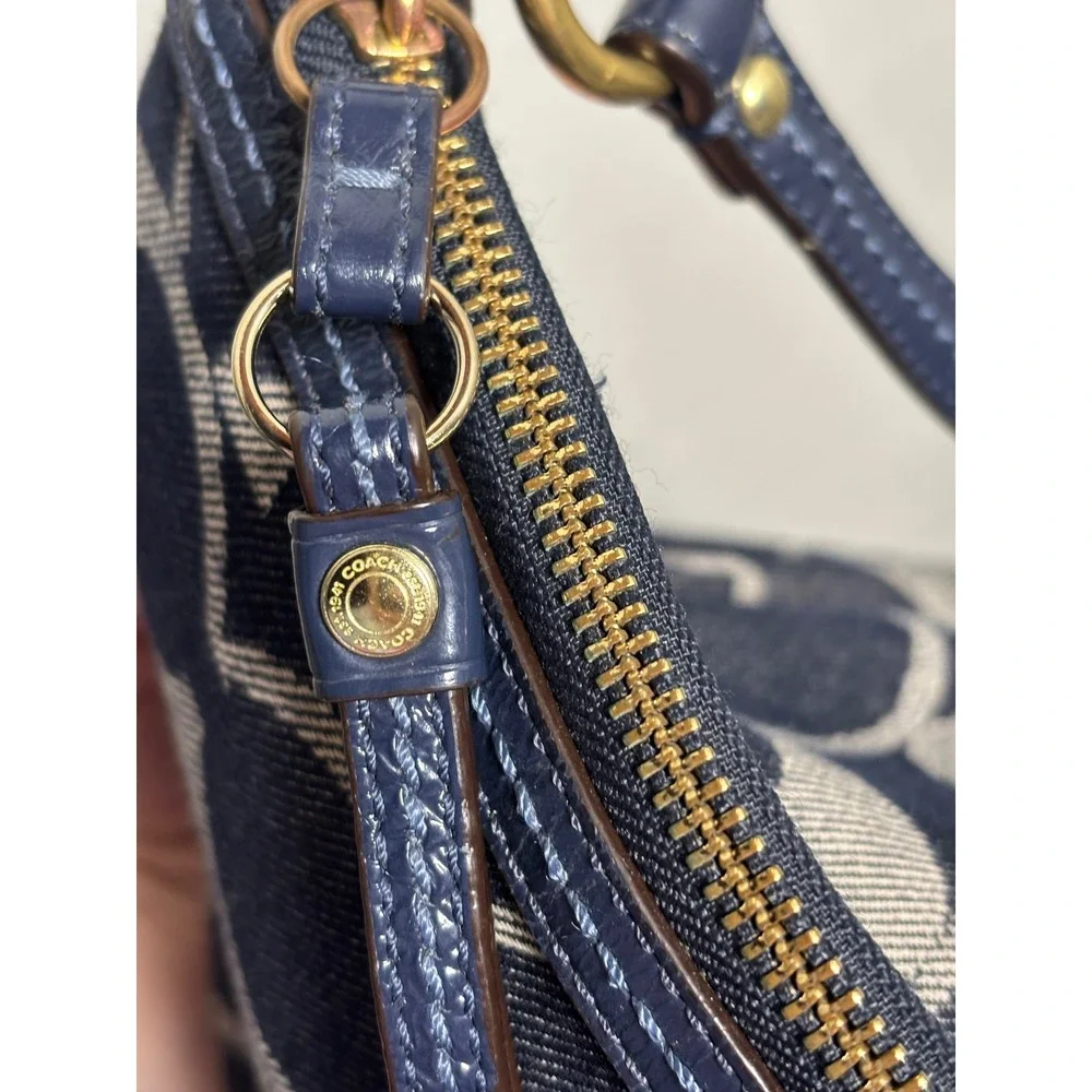 Coach Legacy Signature Denim Hobo Bag Y2K Navy Blue Style 12549
